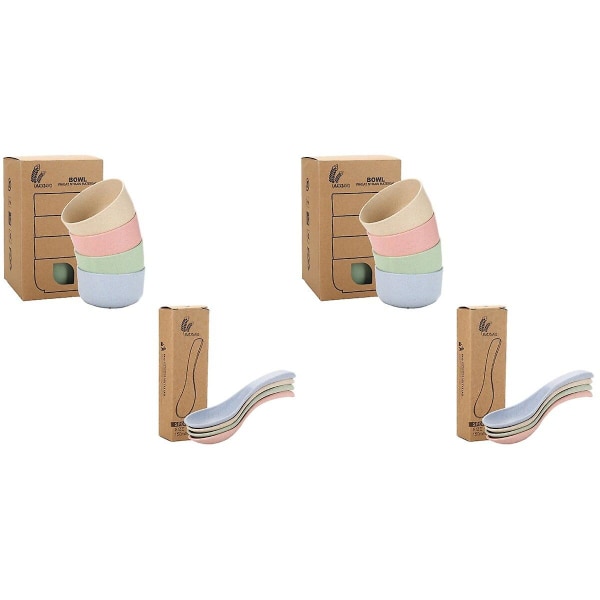 3-pack Vetehalm Servis Set Student Mikrovågsugn Uppvärmd Matbehållare För Kontor Utomhus Resor (4 2pcs 5.1x3.7x4.7cm