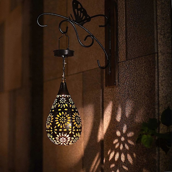 Rea Solcellsdriven Utomhusgårdsbelysning, Daisy Järn Hänglampa, Lampa, Staket LED Hängande Projektionslampa Multicolor