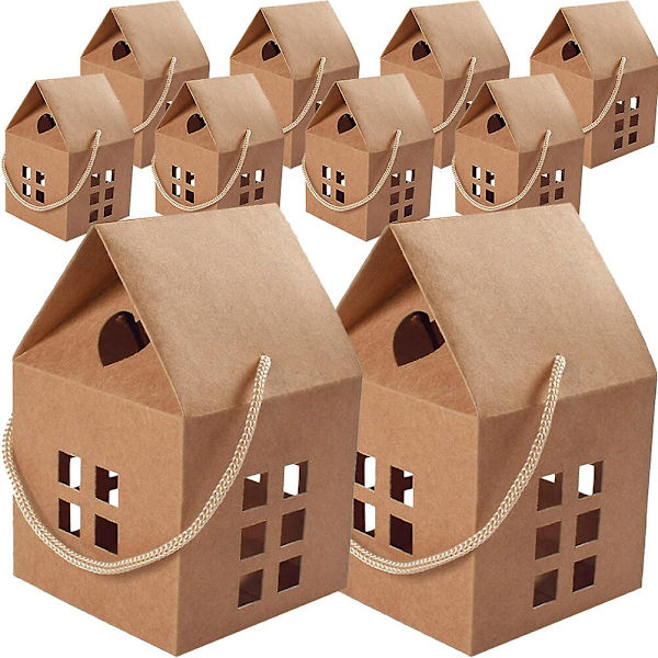 10 stk. Sødkasse Party Favors Beholdere Husformet Gaveæsker Små Gaveæsker 8x7.5cm 8x7.5cm