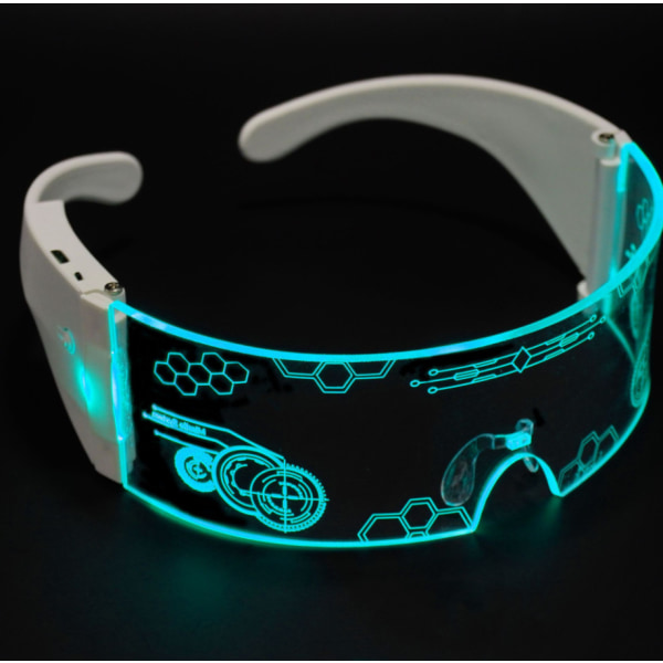7 färger lysande LED-visirglasögon för fest, cosplay, halloween, bar, klubb (nr 1 uppladdningsbar vit)