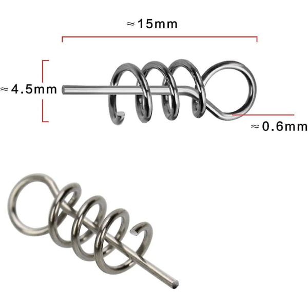 Soft Lure Bait Spring Twist Lock Outdoor Fishing Crank Hook Centering Pin For Soft Lure Bait Worm Crank(100pcs, Silver)