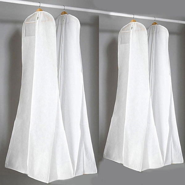 2 stk. Garment Bag Bryllup Beskyttende Dæksel til Brudekjoler Aftenskjoler Dragter Frakker Åndbar Anti-Kjole Garment Bag (71'' x 27.6'', Hvid)