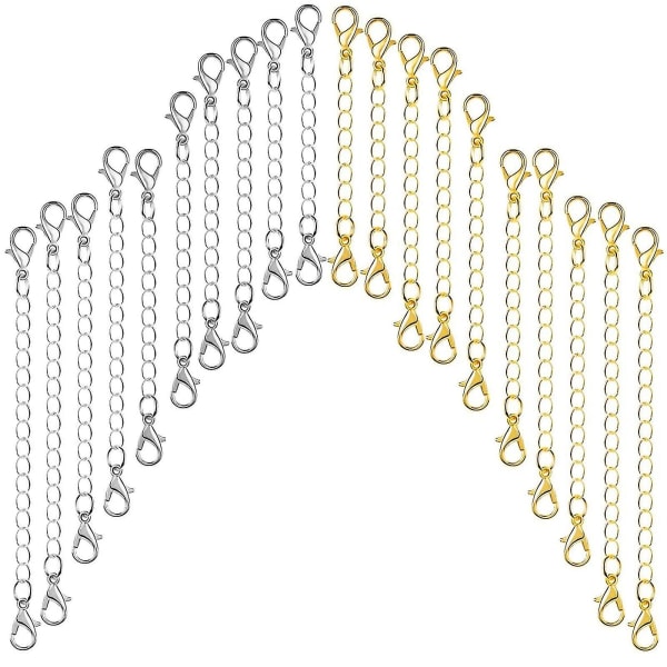 20 kpl ruostumattomasta teräksestä valmistettuja kaulakorun jatkeja kultaisia ​​hopeaketjuja, joissa on hummerikynsihakaset, jotka ovat yhteensopivat