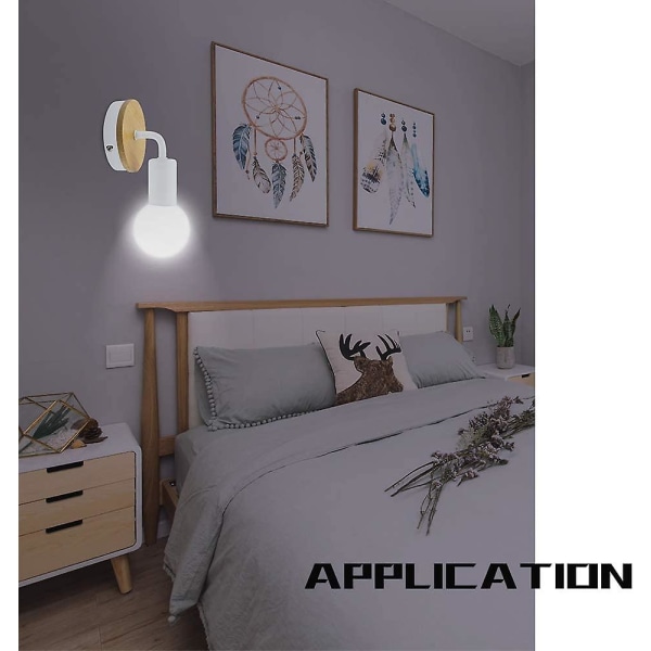 Modern E27 Industriell Vägglampa i Trä och Tenn, Nordisk Samtida Spot E27 Vägglampa för Hem, Sovrum, Vardagsrum, Badrum, Spegel, Hall, E