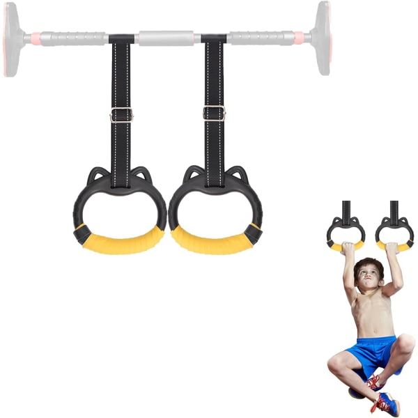 Gymnastikringe til børn, hængende ringe, fitnessringe, pull-up ringe til børn, nem installation til udendørs og indendørs brug