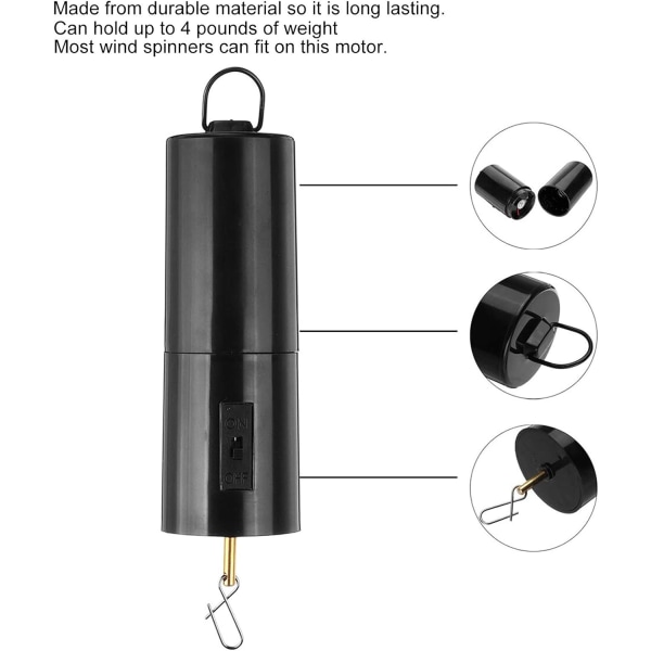 Kiertävä Moottori, Riippuva Musta Kiertävä Moottori Tuulikelloille Mobiilille Paristoilla Toimivaksi Puutarhan Koristeeksi 18.5x4cm/7.3x1.6in