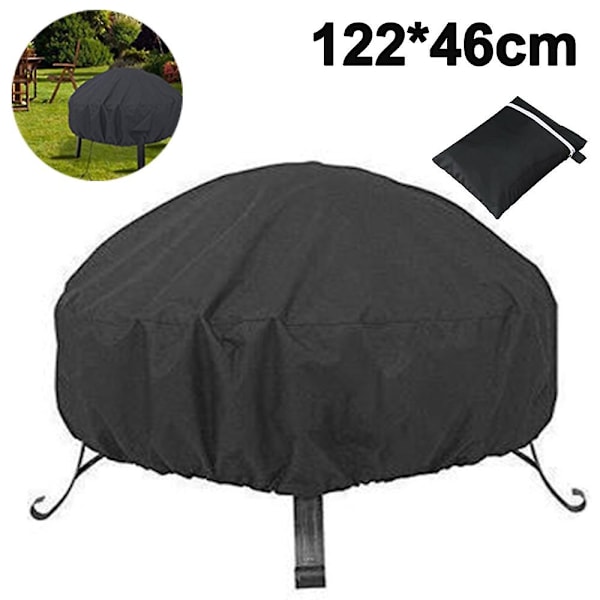 Sort Rund Ildstedsdæksel Polyester Støv- og Vandafvisende til Komfur Brazier Beskyttelse (48*18.9inch)