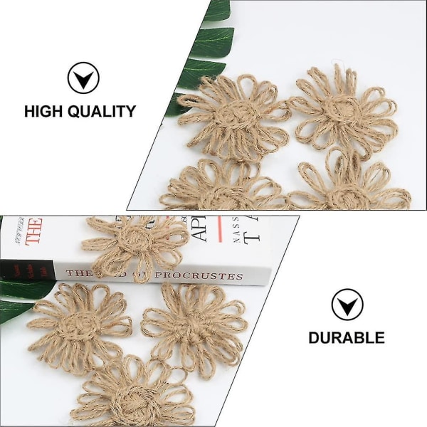 Sæt med Burlap Blomster Burlap Håndværk Hamptov Daisy Rustik DIY Håndværk Jute Linned Blomst Julebryllup Fest Dekoration 5stkbrun