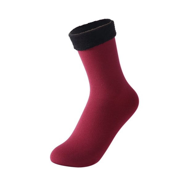 2 par Varme Termiske Sokker til Kvinder Ekstra Tykke Isoleret Opvarmet Crew Boot Sokker til Ekstrem Koldt Vejr Wine red 2 pcs