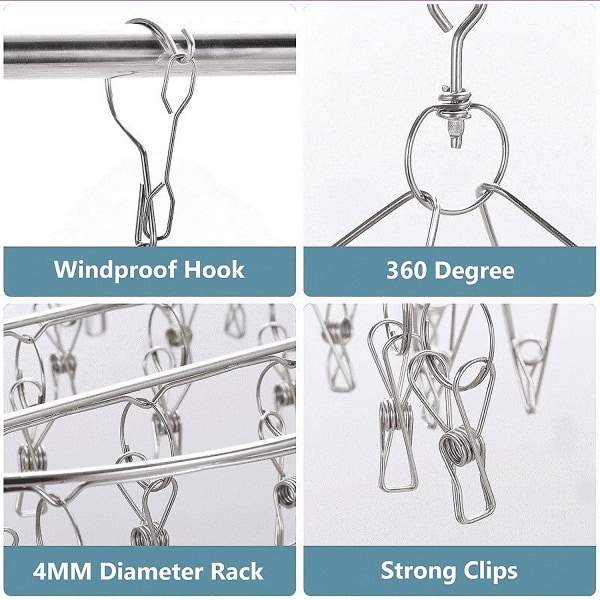 64 Klipsiä Sukkien Kuivausteline, Ruostumattomasta Teräksestä Valmistettu Sukkien Ripustin, Alusvaatteiden Ripustin, Ripustimet Pyyhkeiden, Rintaliivien, Alusvaatteiden, Vauvanvaatteiden Kuivaamiseen