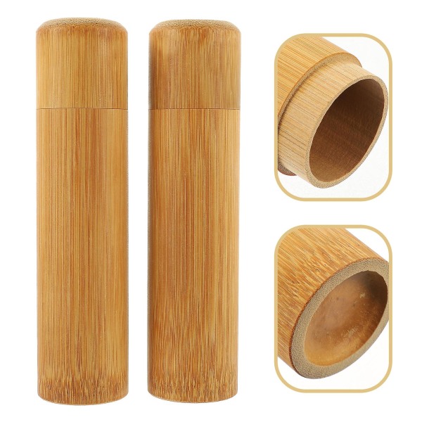 2 st bambu tebehållare Bambu förvaringsrör Tandborstbehållare (ljusbrun) Brun15x4cm Brown 15x4cm