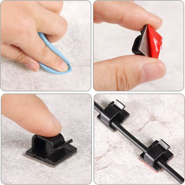 100 stk Mini Utendørs Kabelklips med Limtape Lys Klips Dekor Klips Selvklebende Henger Wire Holder for Jul og Fe Lys