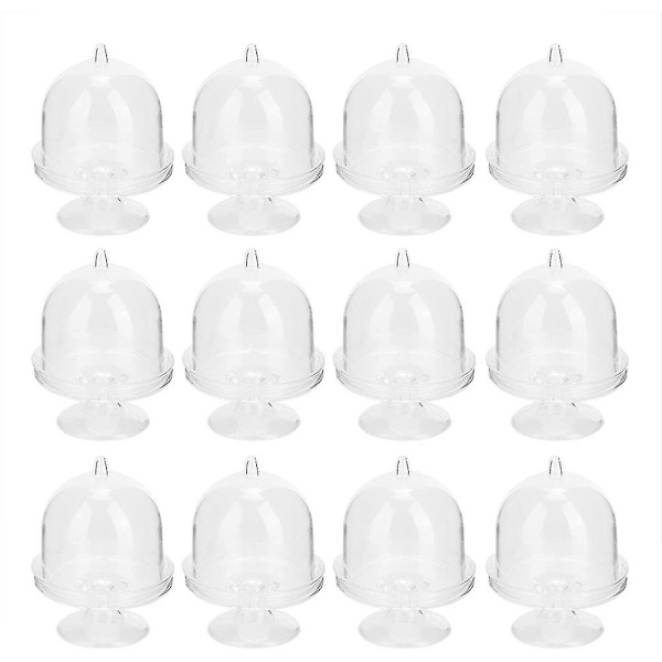 12 st Godisaskar med Lock, Basstrukturdesign, Transparent Bricka, Formmodellering, Fyllbar Liten Smyckeskrin Ornament Transparent Transparent