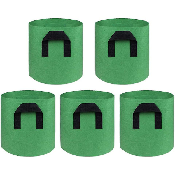 5 stycken 5 gallons odlingsväskor Aeration Cloth Pots Non-woven Fabric Trädgårdsplantväskor Odlingspåsar Tjockare planteringsväskor Behållare med handtag för trädgård P