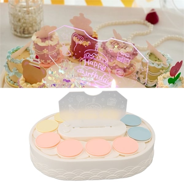 Roterende Cupcake-stativ med Musik LED Automatiske Roterende Plader med Serveringsbakker Cupcake-holder til Fødselsdagsfest