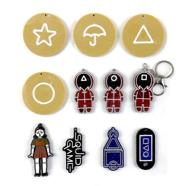5 stk. Squid Game Epoxy Harpiks Spejl Silikonform Kompatibel Med DIY Håndlavede Ornamenter Dangler Smykker Nøglekæde