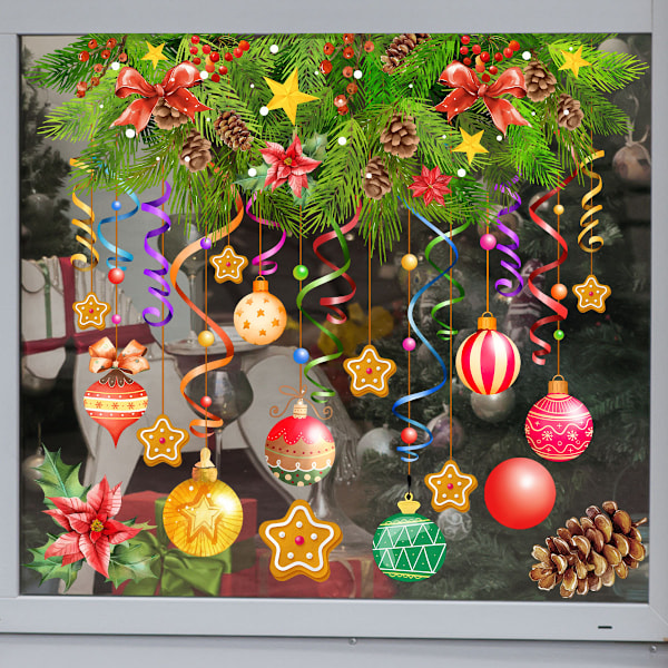 Julklappsstickers för vägg. Dekaler för semesterdekoration för vardagsrum, kök, glasfönster