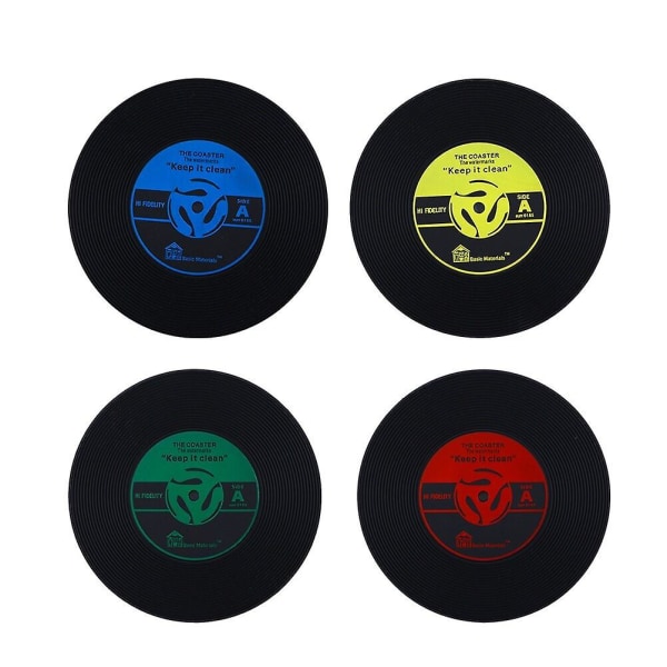 8 stk Vintage CD-plate Drikkestativ Kopper Matte Kaffe Kopper Pute (rød + gul + blå + grønn, 2 stk hver) 10 * 10cm 10*10cm
