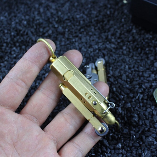 Håndlaget Sigarett Lighter WWI WWII Kule Retro Vintage Messing/Kobber Gravløper Lighter, Gave til Samling (gull)