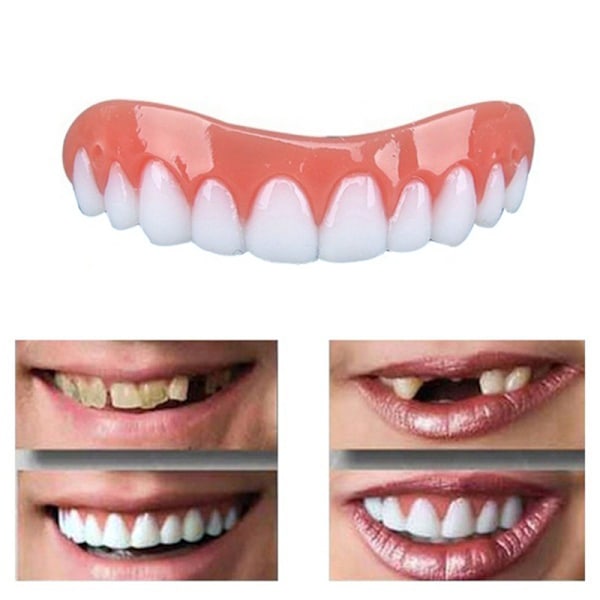 2 pcs Instant Smile Comfort Fit Flex Teeth - Upper and Lower Matching Set, Natural Shade! Fix Your Smile at Home Within Minutes!