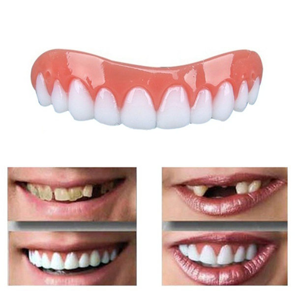 2 stk. Instant Smile Comfort Fit Flex Tænder - Øvre og Nedre Matchende Sæt, Naturlig Skygge! Fix Dit Smil Derhjemme Inden for Minutter!