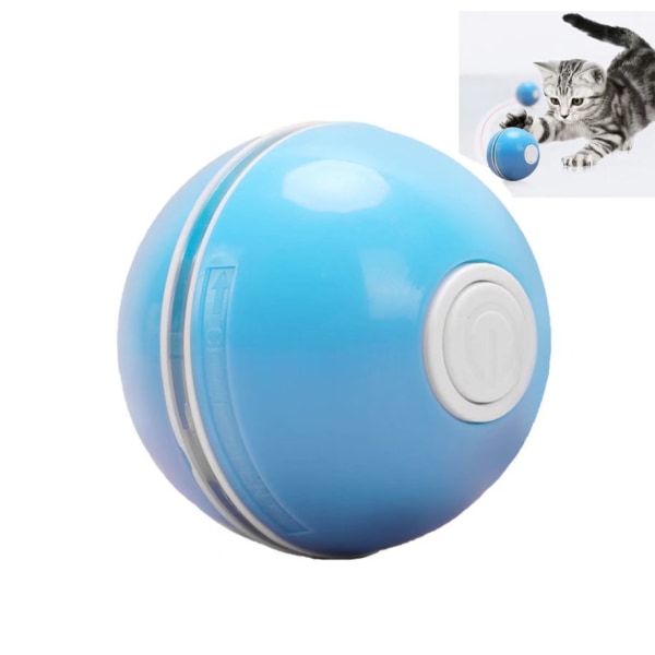 Interaktiv kattleksak Kattboll med LED-lampor 4:e generationens kattbollleksaker för kattunge och valp, 360 graders automatisk roterande, USB laddning (blå)