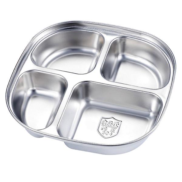 Stainless Steel Divided Plate Student Food Storage Plate Multi-grid Food Plate4 grid dining plate19.5X19.5CM