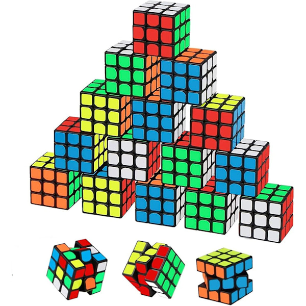 Mini Kuber Partypussel Leksaker 3x3x3 Magisk Hastighetskub med Levande Färger Partypresent Skolmaterial Pusselspel Set om 12