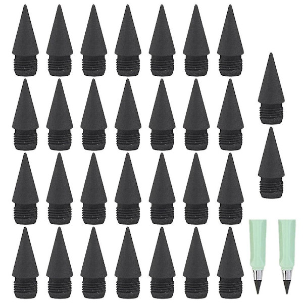 30 stk. Børneblyanter Skriveblyanter Hovedblyantspids Udskiftninger Uendelig Blyantspidser Evigvarende Pe Black 1.4X0.4CM