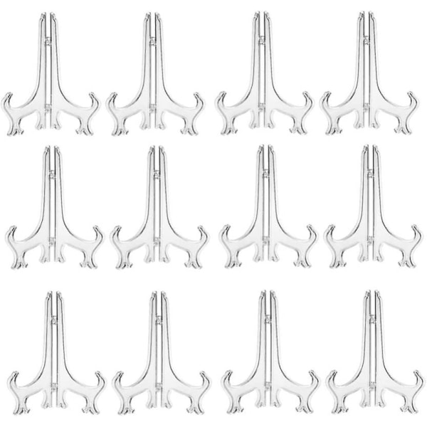 24 stycken genomskinliga plastskivor displayställ fotohållare stativ för bildbok display dekorativ bords hylla (7,5 * 10 * 3,4 tum)