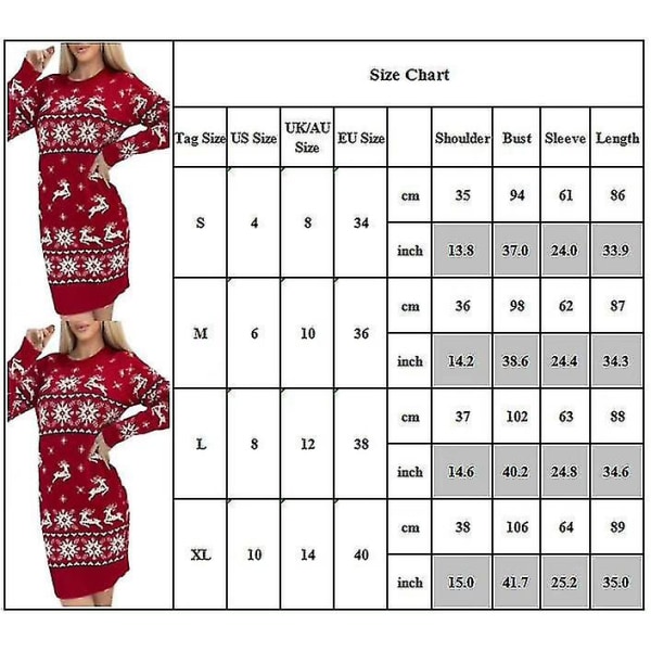 Kvinnor Christmas Crew/high Neck Bodycon Jumper Xmas Mini Sweater Dress1XLRed-Crew Neck Red-Crew Neck 1XL