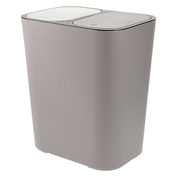 Tork- och våtsorterad soptunna med dubbla fack, grå 33X28.7X20.7C Grey 33X28.7X20.7CM