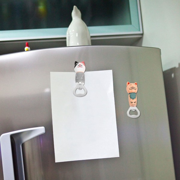 Söt tecknad kattform ölflasköppnare kylskåpsmagnetklistermärken, vinöppnare med magnet för kök, bar eller restaurang White Board-magneter