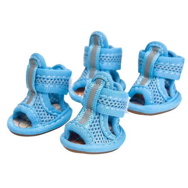 4st sommar Andas Husdjur Hundstövlar Mesh Sandaler Hundskor Anti-halk Sneakers Husdjurstillbehör (blå) - Storlek 4Blå Blue