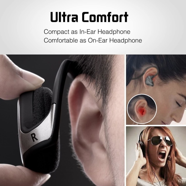 Små Bluetooth hörlurar som lindas runt huvudet - Trådlöst sportheadset med inbyggd mikrofon och kristallklart ljud, hopfällbart och bärbart i T