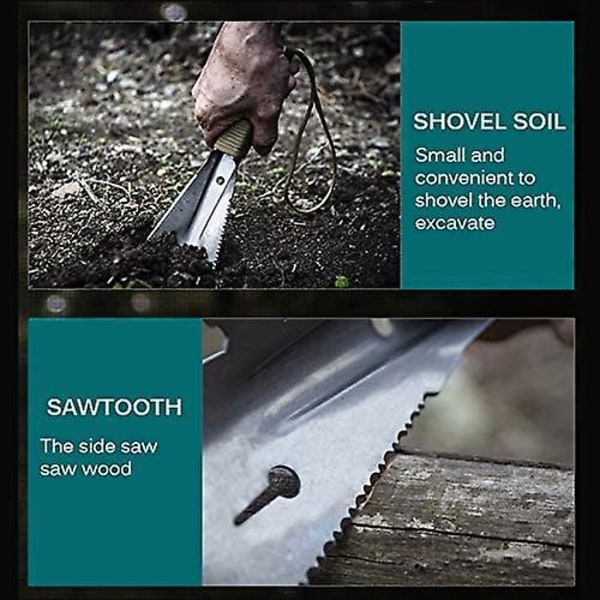 Hagegraveverktøy, bærbar hagespade i metall, mini spade i rustfritt stål for jordbruk Camping hagearbeid (sølv)