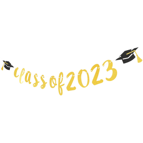 Graduation Banner Klasse Av 2023 Banner Graduationsskilt Graduation Party Tilbehør Gull 300CM Golden 300CM