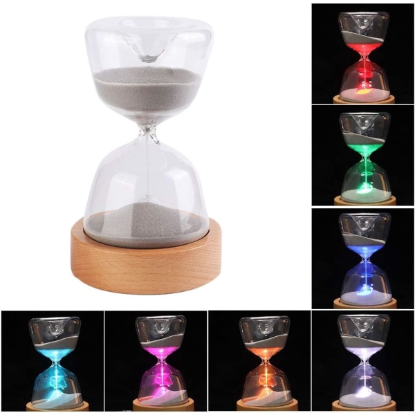 Timeglass Sand Timer 15 Minutter 7 Farger LED Nattlys Sand Timer Nyhet 2 i 1 Timeglass Timer Sleep Aid USB Lampe for hjemmekontor Barn Gift of C