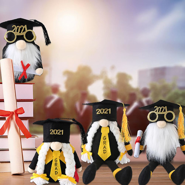 1pc Graduation Season Gnome Adornment Graduation Dwarf Doll DecorationBlack12x12x30cm