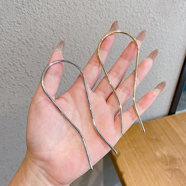 Hårgaffel i metall U-form, enkle U-formede gullbelagte hårnåler i legering, vintage hårpinne for kvinner tykt hår styling verktøy tilbehør (14 stk)