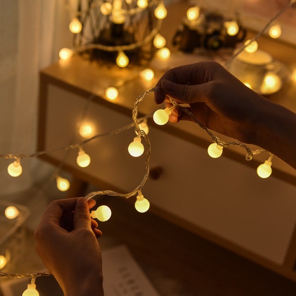 40LED Globe Fairy String Lights Vandtæt USB-opladning til udendørs, indendørs, haver, (varm gul）