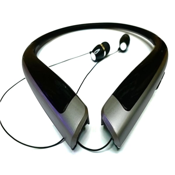 Bluetooth-hodetelefoner, trådløst sportshodesett med nakkebånd med uttrekkbare ørepropper, svettebestandige støyreduserende stereohodetelefoner med Micblack black