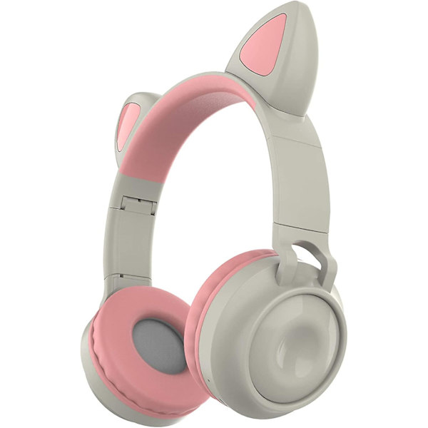 Bluetooth 5.0 Katt Blinkende Hodetelefoner Med Mikrofon God Kompatibilitet, Støydemping, Tre Moduser, 360mah Kapasitet, 15m Transmisjon Grå Rosa Grey Pink
