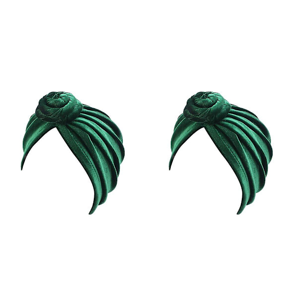 3 st Snygga Virvel Bonnet Bohemisk Hatt National Stil Turban Hatt Grön 2 st 2pcs