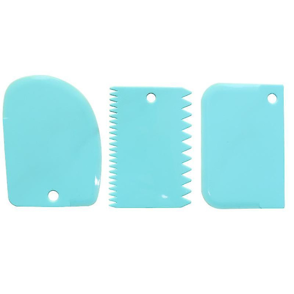 DIY Skrape 3 stk/sett Kakedekorasjon Spatel Fondant Deigkutter Glatt TaggeteBlå Blue