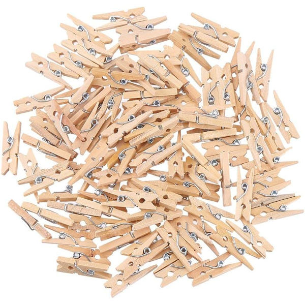 Mini Tøjpinde til Foto, 50 stk Små Tøjpinde, Træ Tøjpinde til Babyshower, Fest, Håndværk DIY Projekt