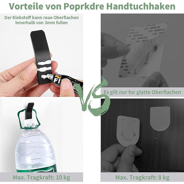 6 stycken självhäftande krokar, badrumsväggskrok, självhäftande handdukshållare väggmontering för badrock, kappa, handduk, nycklar, väskor, hem, kök, badrum, aluminium