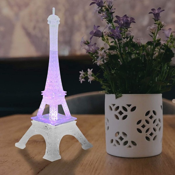 Led-valolla varustettu Eiffel-torni yövalo luova lahja akryylinen koristelamppu makuuhuoneeseen (1 kpl, valkoinen)