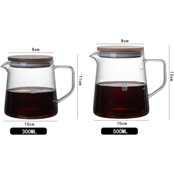 RYI_Glaskande til kaffe med låg, isoleret glaskande, transparent isoleret kaffekande til juice, te, kaffe og vand (500 ml) Transparent 500 ml