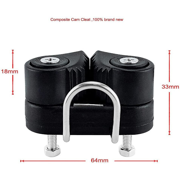 Kompositt Seilbåt Cam Cleat For 3-12mm Tau (1stk, Svart)